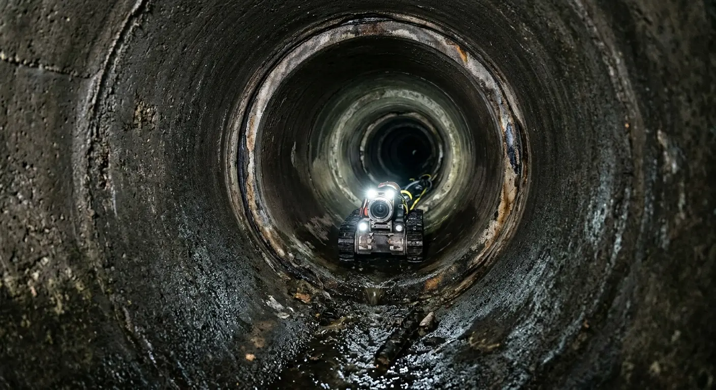 Robotic sewer camera inspecting pipe interior for Drain Snake Service in Bear Creek